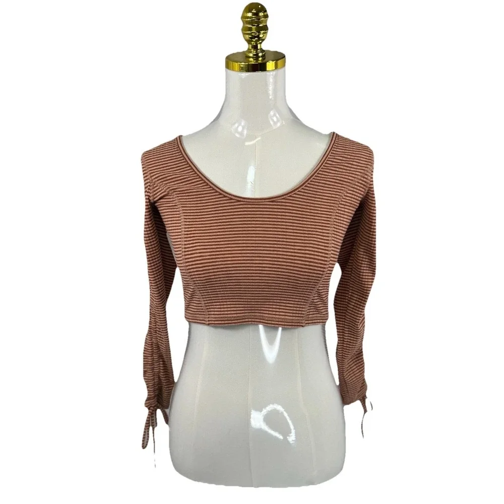 Free People Top Womens Small Intimately Free Crop Long Sleeve Y2K Boho 90s Retro